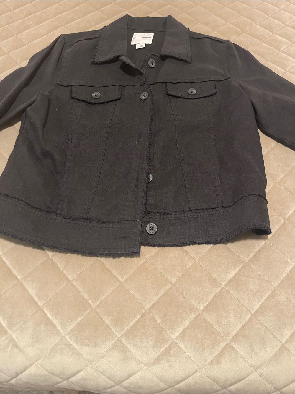 Tommy Bahama Black Linen Jacket with Button Front